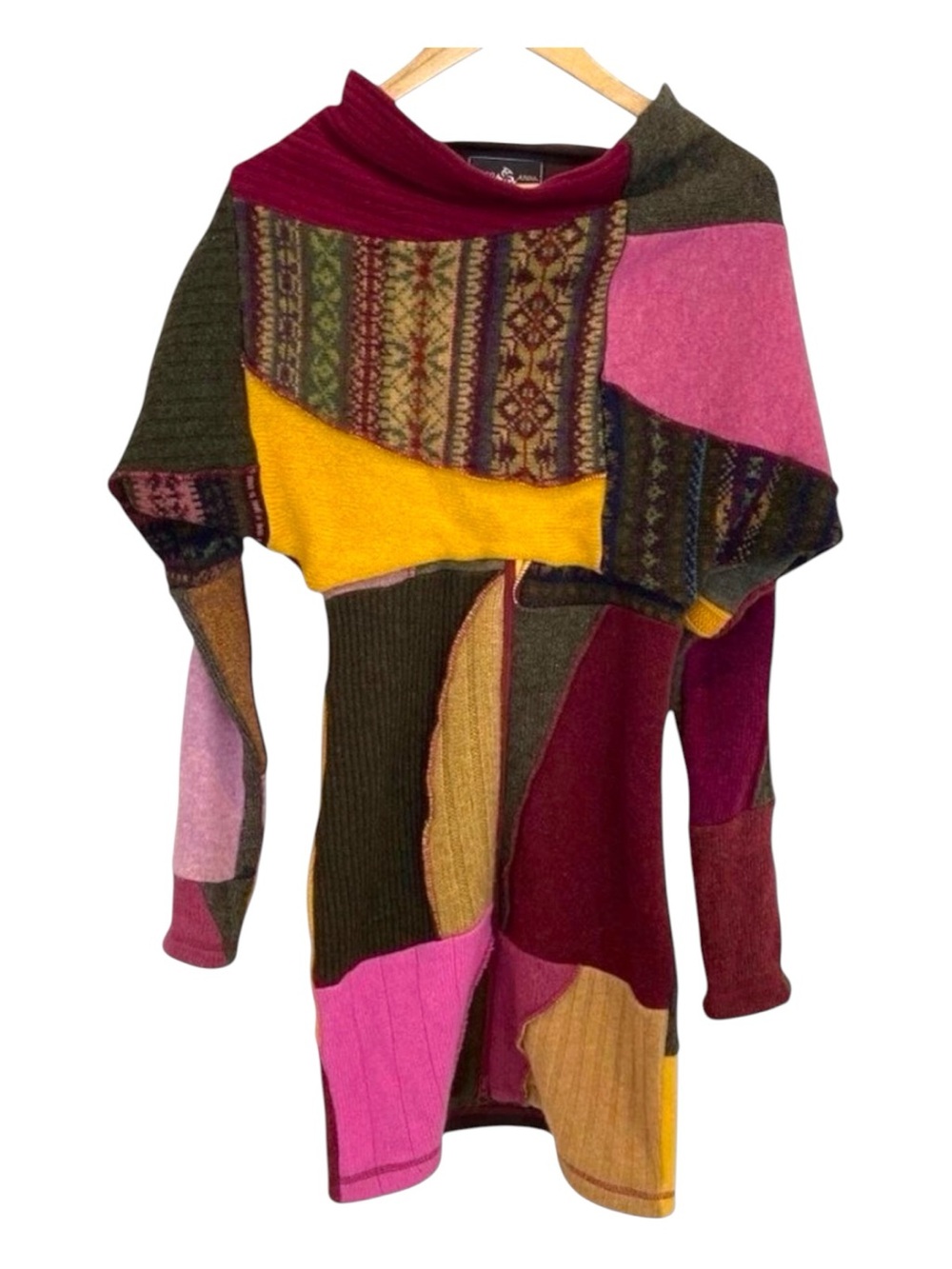 Myko Anna designer tunic dress eco fashion chic recycled patchwork wool blend 1